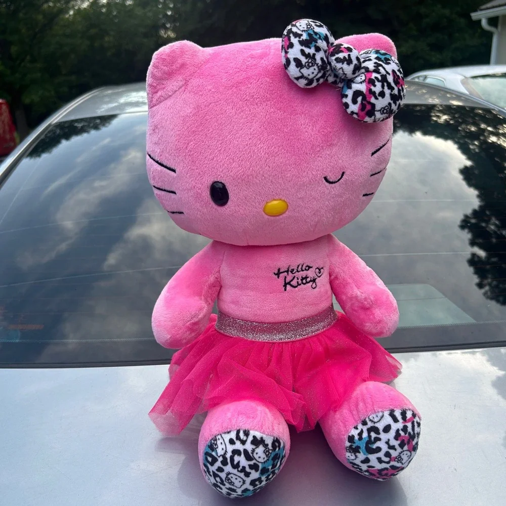 Build-A-Bear Hello Kitty Plush Pink 2012 Leopard Print Bow Tutu Stuffed Animal